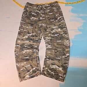 Pleasures Camo Drawstring Pants 36 Adjustable Waist Cotton Nylon Line Streetwear